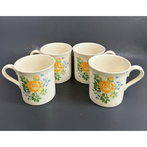Lenox Victorian Rose Collection Mug Set of 4 Noisette Rose Tea Coffee VTG - Picture 1 of 13